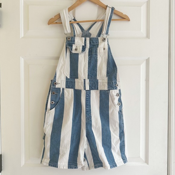 Vintage Levi's Silver Tab 90s Two Tone Bib Denim Shorts Overalls Size XS